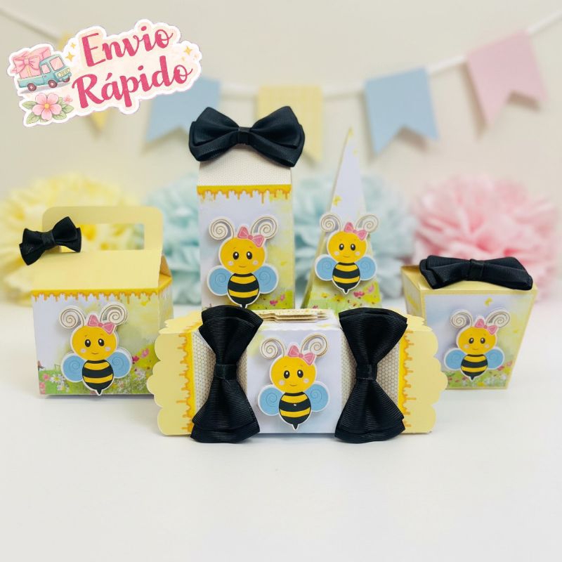 Kit Caixas Abelhinha - Lembrancinha Personalizada Aniversário Infantil Mesversário