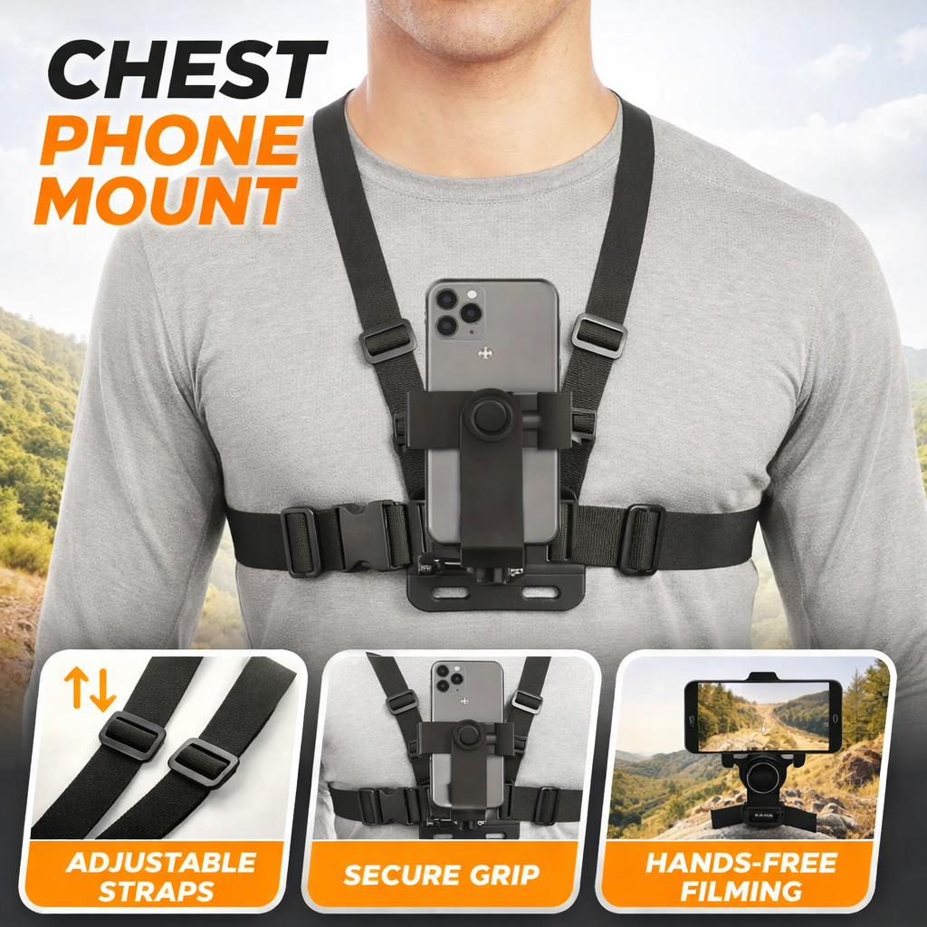 Suporte Peitoral Ajustável para Celular e GoPro Câmera Esportiva Moto Bike