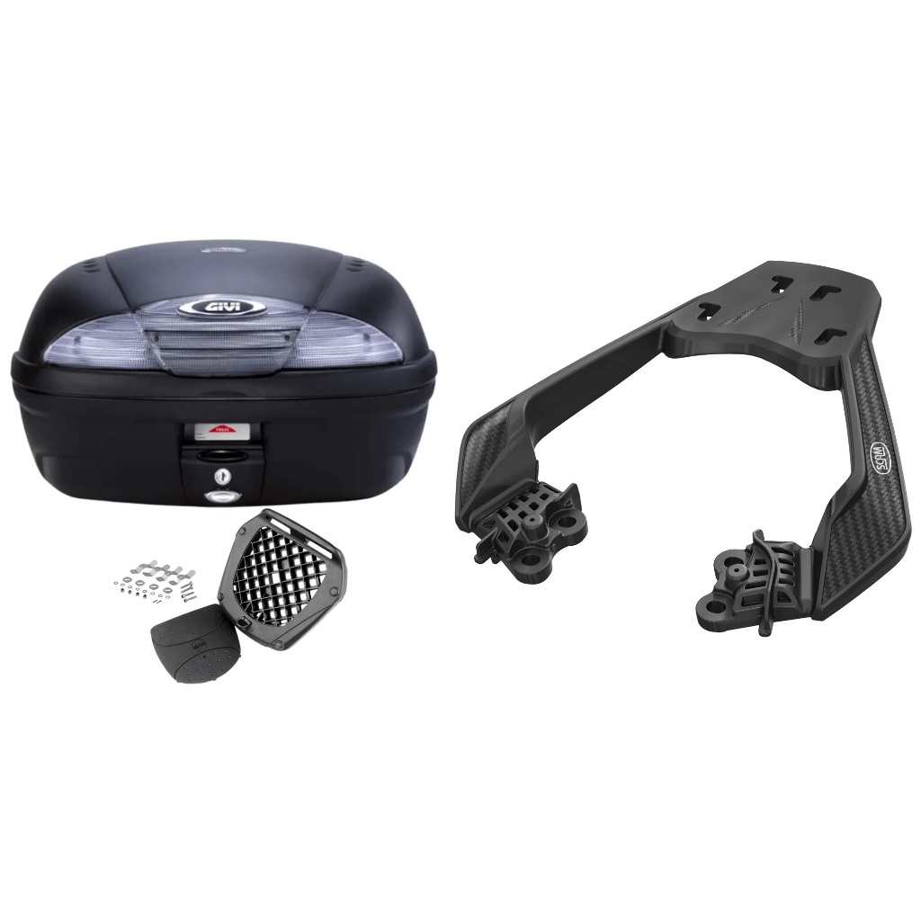 Kit Baú Moto Givi 45l Simply Nt Monolock Lente Fume + BAGAGEIRO scam Twister 300 Fiberforce Honda Cb