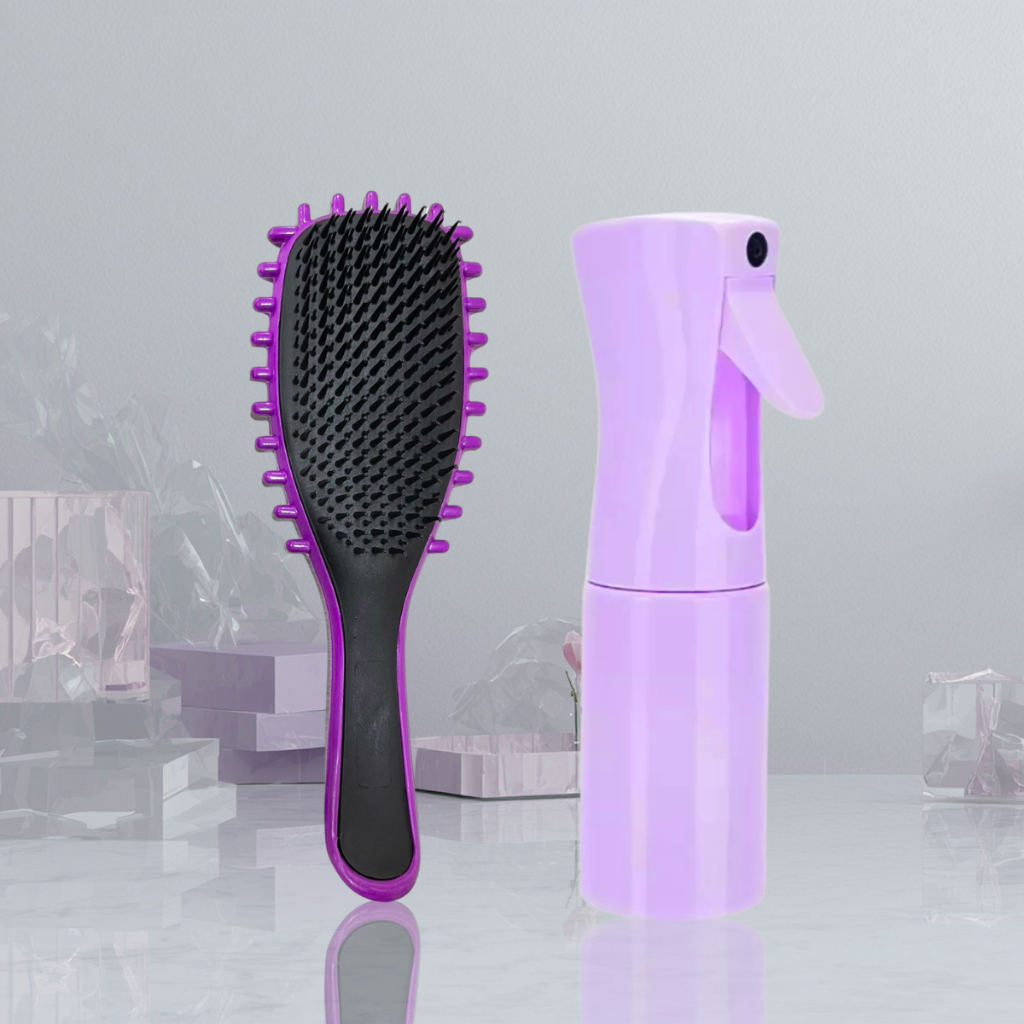 Conjunto De Escova Onda Fitagem Cabelo 2 Peças Ondulação De Cerdas Frasco Spray Borrifador