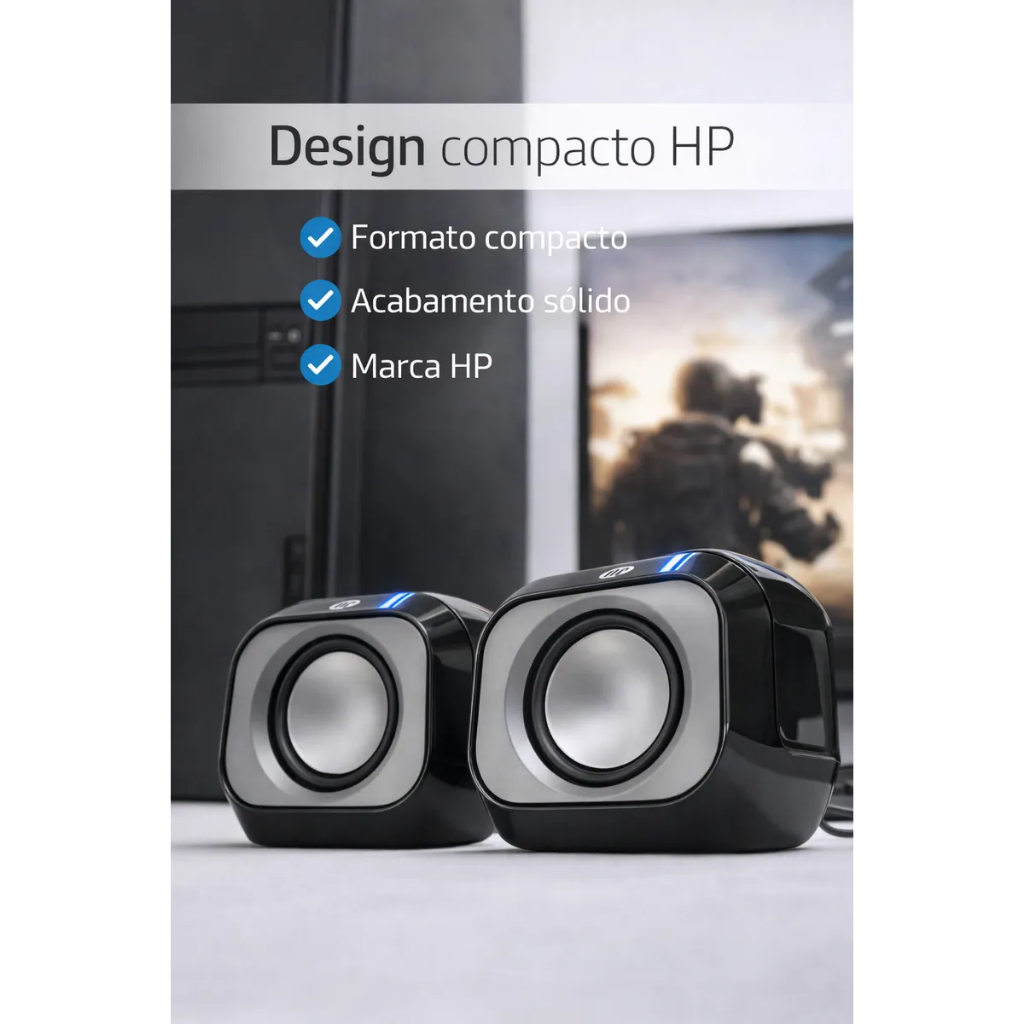 Caixa De Som Hp Mini Estéreo Multimídia 6w Usb P2 Dhs-2111 Preto 127/220v