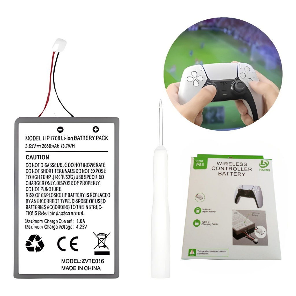 Bateria de substituição para controle PS5 LIP1708 2650mAh DualSense