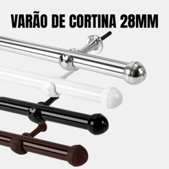 Varão de Cortina Várias Cores Aço Ferro 28mm Vários Tamanhos Sala Quarto