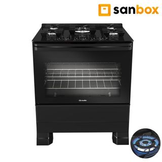 Fogão 5 Bocas Mueller Mfv5bf a Gás Mesa ce Vidro Preto Fosco - Bivolt