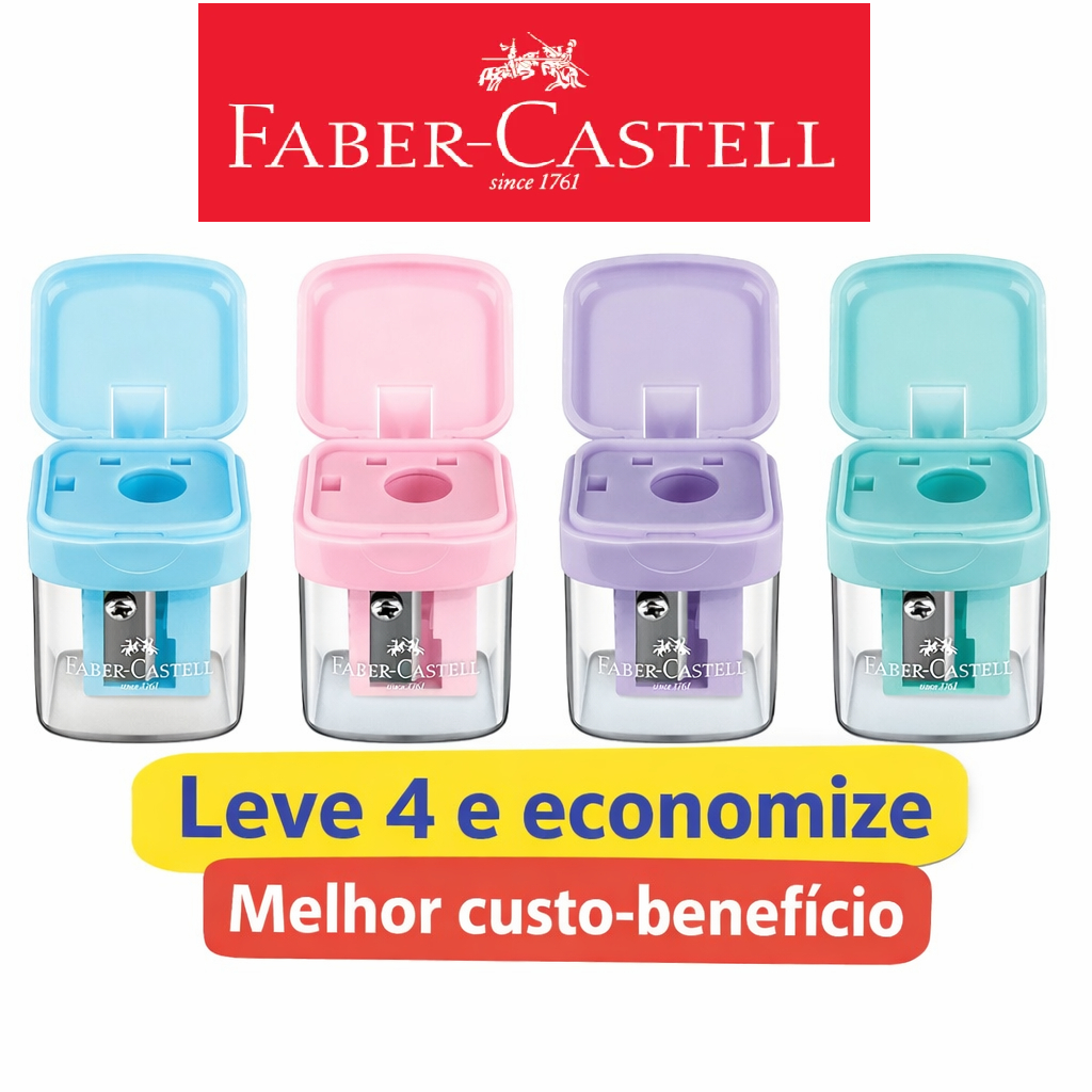 Apontador com Depósito Tons Pastel Minibox Escolar Escritório Faber Castell