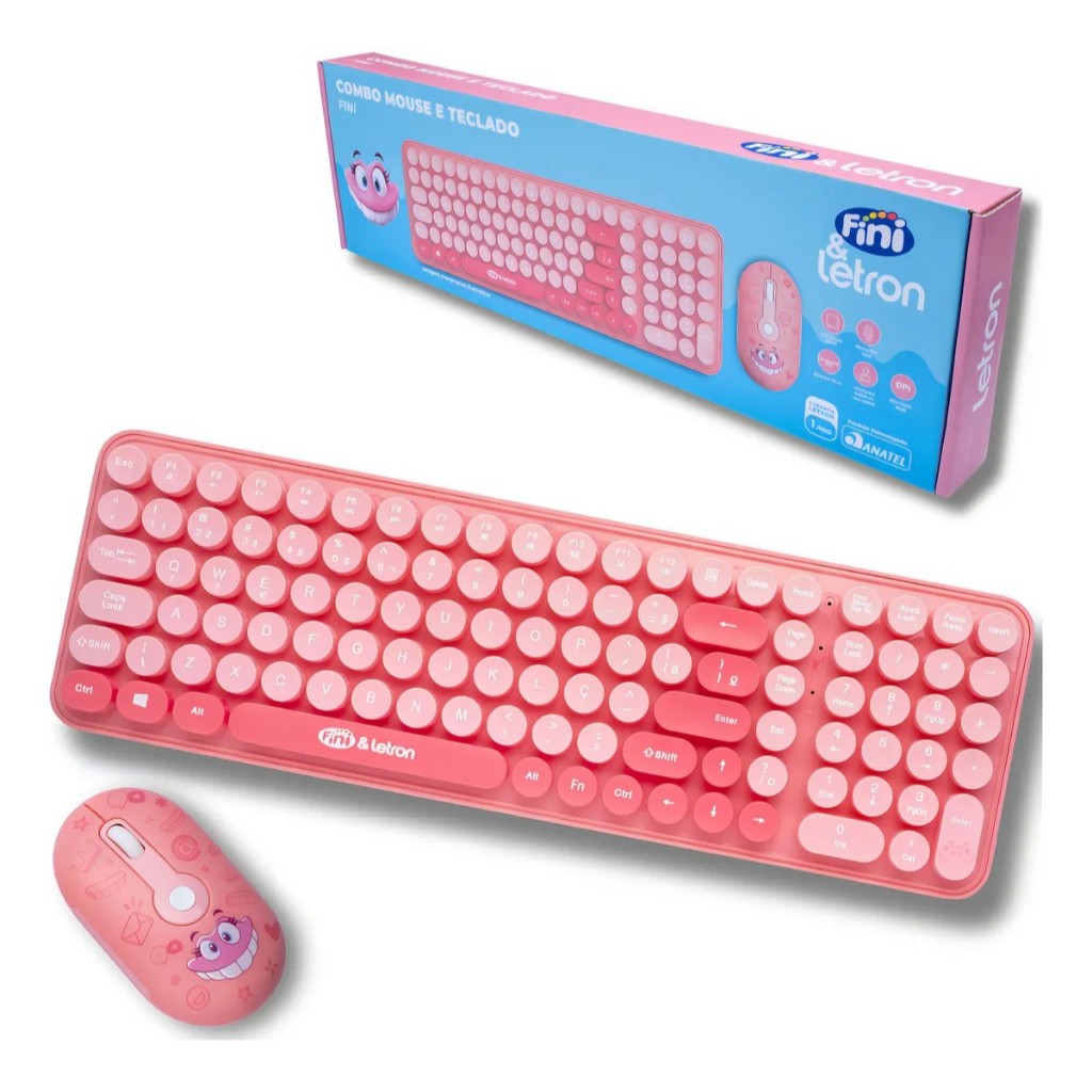 KIT Mouse e Teclado Fini Wireless com Mini Receptor - Letron