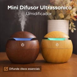 Mini Difusor Ultrassônico Umidificador Ar Aromatizador LED Para Óleo Essencial