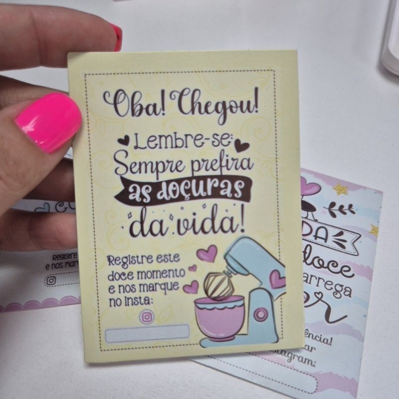 100  PANFLETO confeitaria card  modelos misto envio frases confeitaria doces bolos em Oferta na Shopee