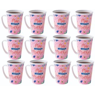 6 caneca Dia das Mães plástico 350 ml BPA FREE micro-onda, freezer e lava-louças