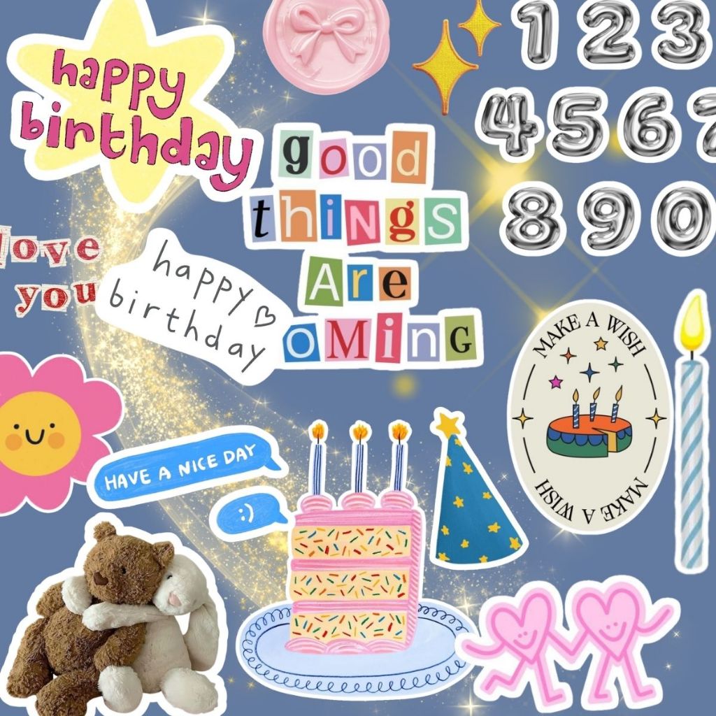 30 Adesivos Birthday Para Presente Colagem e Personalização Garrafinhas Journal Kindle À prova d'água
