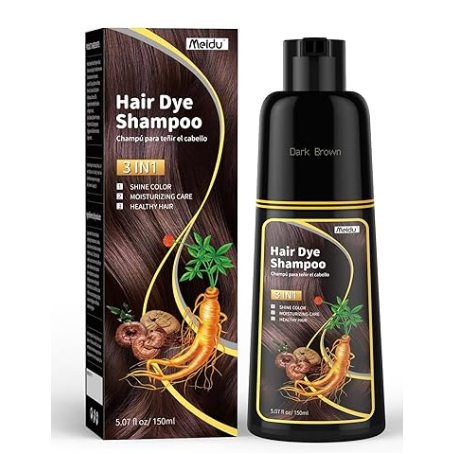 IIIMEIDU Shampoo de tintura de 3 em 1 shampoo instantâneo para tintura de ingredientes herbais 100% de cobertura cinza