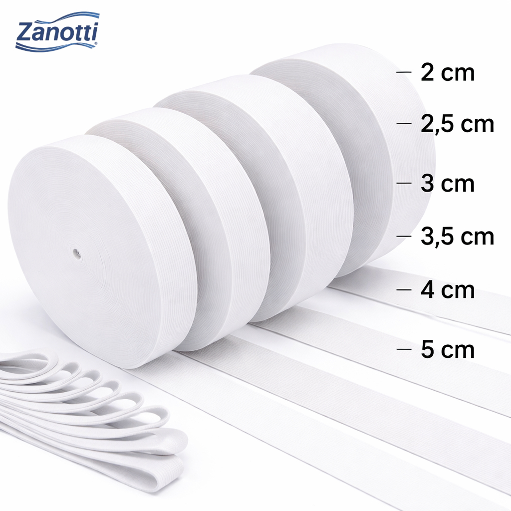 Rolo de Elástico Embutir Branco Zanotti Savana / Jaragua (25 Metros) Para Costura Artesanato | Pronta Entrega