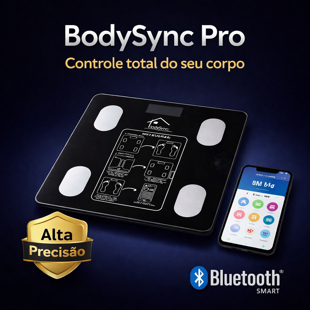 Balança Inteligente BodySync Evolution Digital Bioimpedância Alta Precisão App Fitness  Até140kg