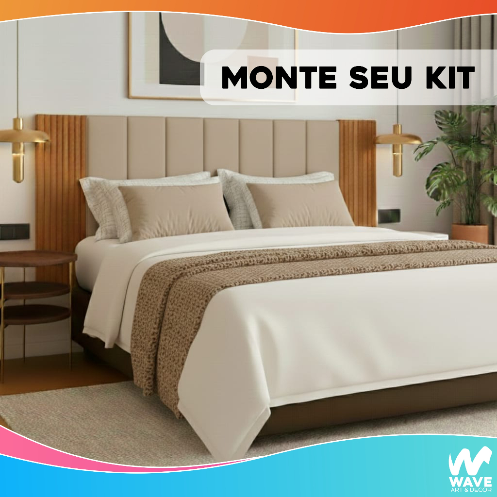 Kit até 12 Cabeceiras de cama casal + Painel Ripado MDF Tendência em decoração moderna que valoriza qualquer ambiente!