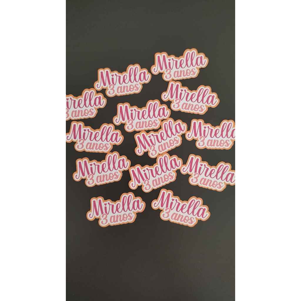 Aplique/Tag de Nome Personalizado + idade 5cm p/ Lembrancinhas | Aplique Infantil | Todas as Cores