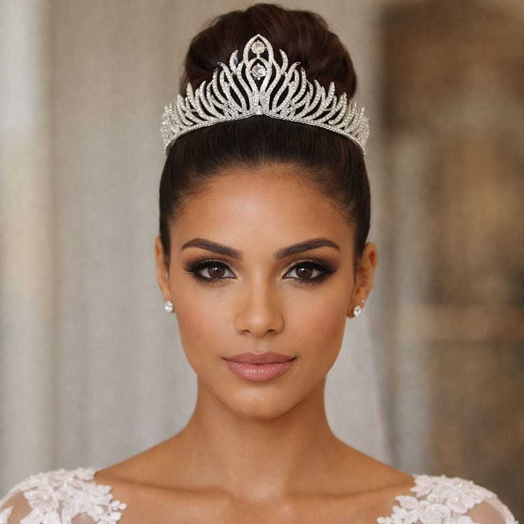 Coroa Tiara Porta Coque Prata Penteado Noiva Casamento Debutante Festa de 15 Anos Elegante