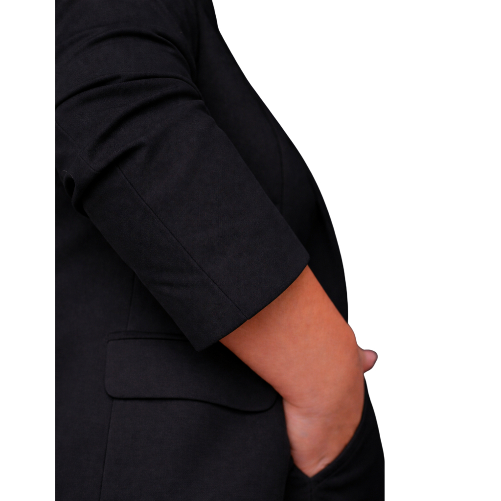 Detalhes do Blazer Alfaiataria Feminino Plus Size Com Bolso Social Premium Confortável