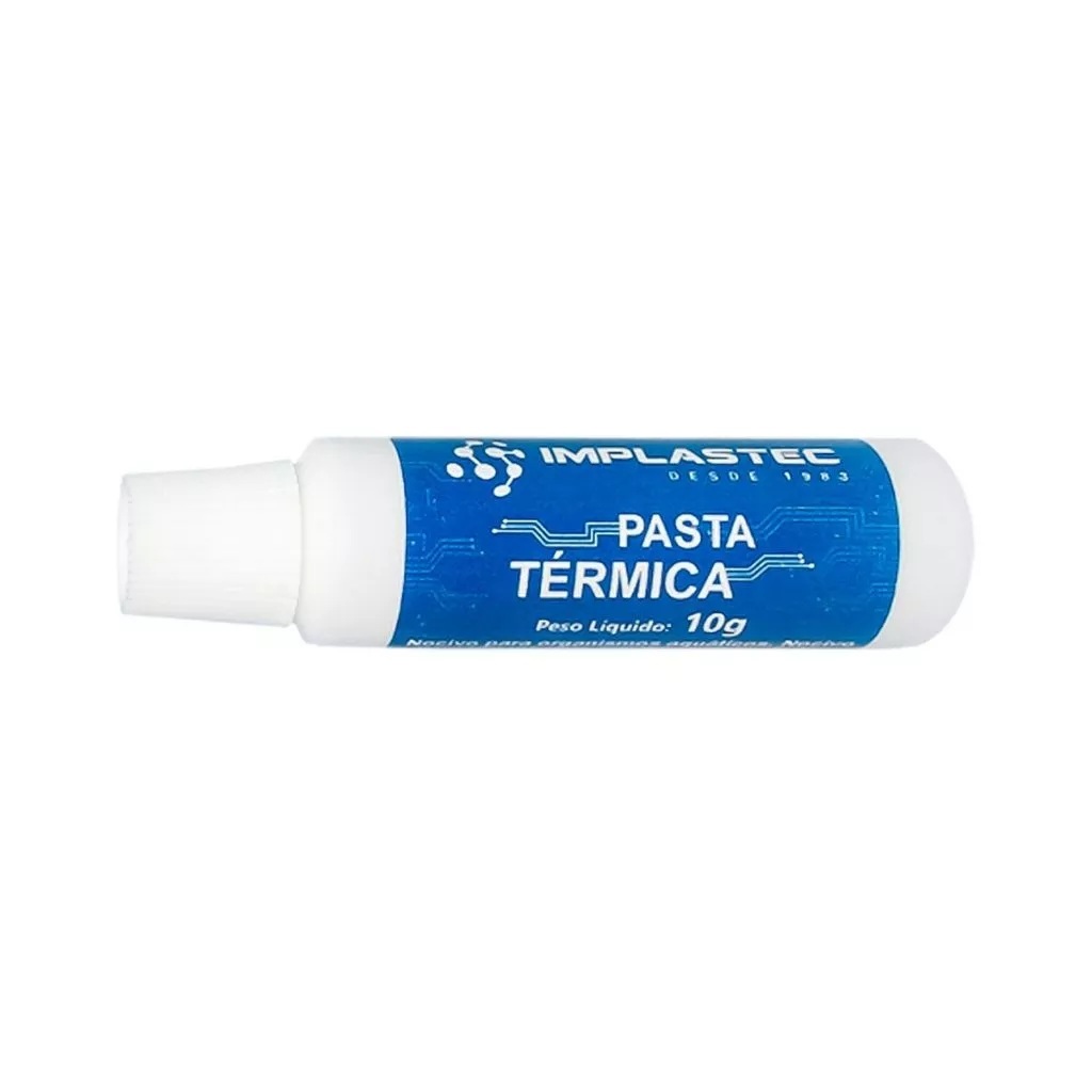 Pasta térmica de silicone (peso líquido de 10 gramas) bisnaga da Implastec (p/ CPU de computador)
