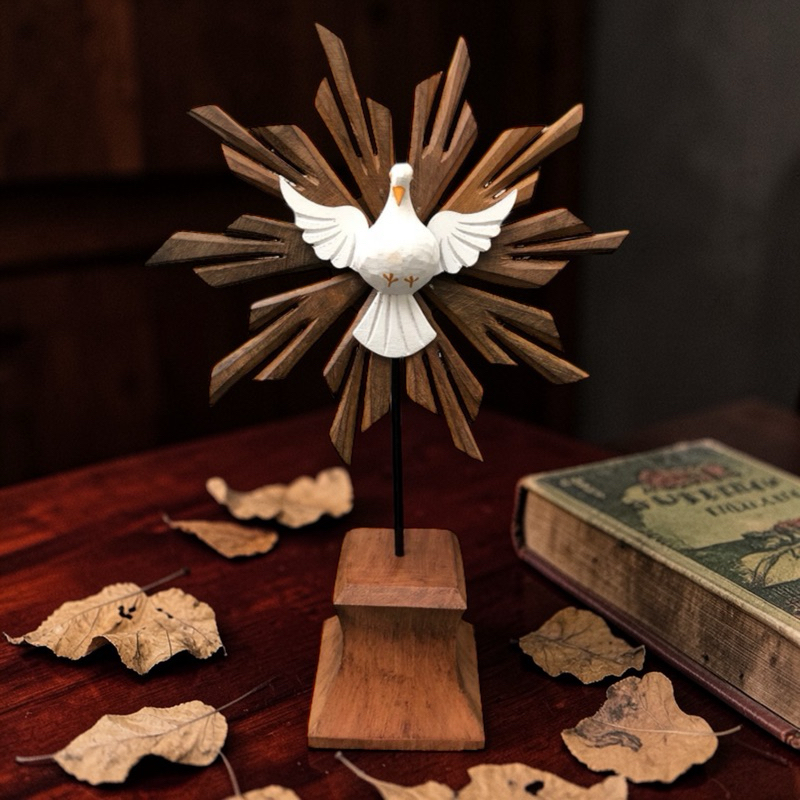 Divino Pedestal 30 cm em Madeira Decoração Divino Espírito Santo