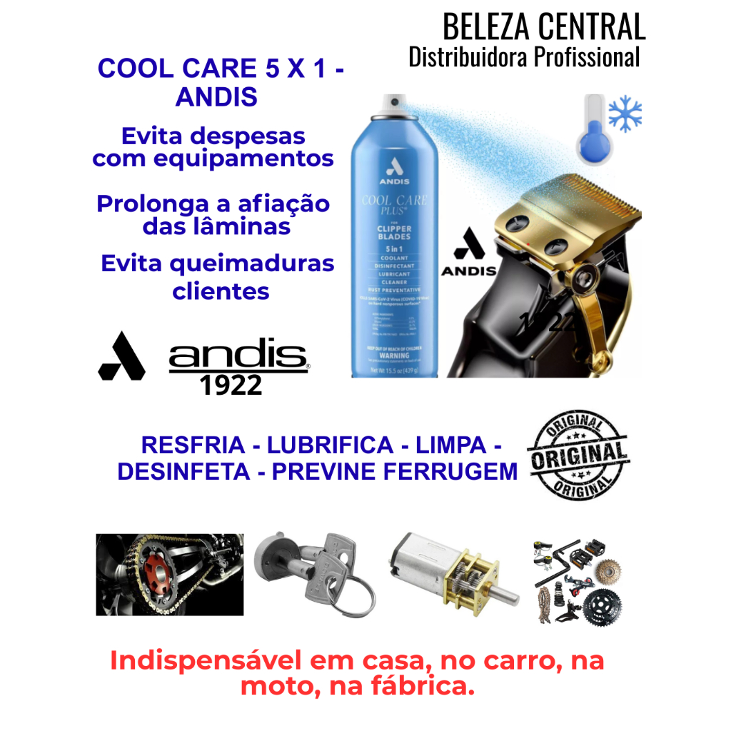 COOL CARE RESFRIADOR LUBRIFICANTE Spray Máquina de Cortar Cabelo Mantém Afiação Lâmina Anti Ferrugem - 5 X 1 - Andis