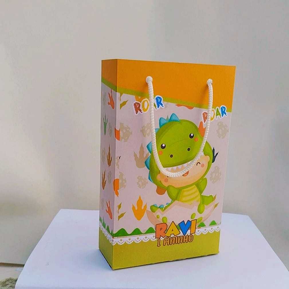 Kit Sacolinha Surpresa Festa Infantil Personalizado DINOSSAURO BABY | Lembrancinhas | Aniversário | PEGUE E MONTE