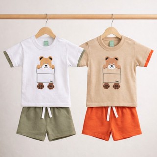 Conjunto Bebe Masculino Camiseta Algodao E Bermuda Moletinho | P M G em Oferta na Shopee