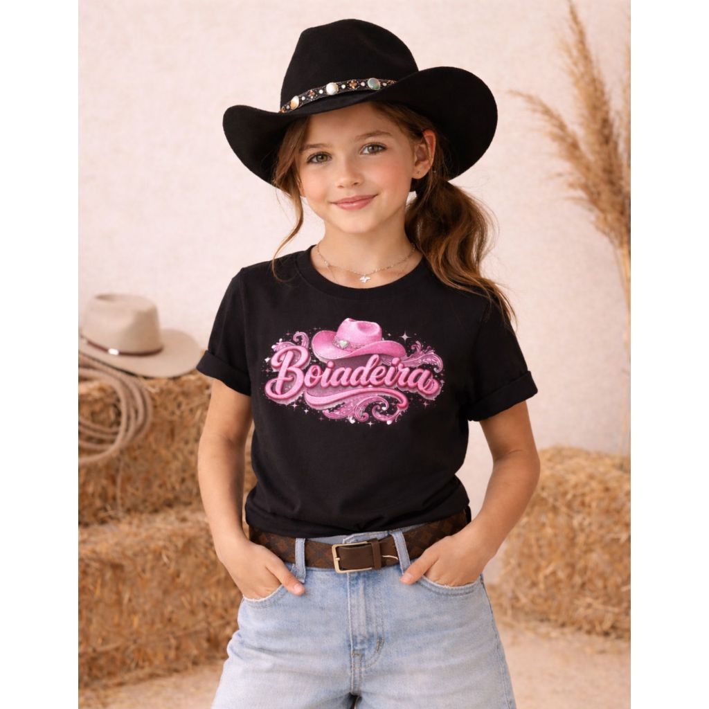 Blusa Boiadeira Infantil E Juvenil Moda Country Feminina T-Shirt Blusa Blusinha Estilo Sertanejo Cowgirl Rodeio Festa em Oferta na Shopee