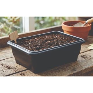 Kit 12 floreira retangular plástico preto 950 ml jardim jardinagem decoração área interna externa