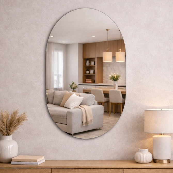 Espelho Decorativo Lapidado Grande 80×50 Para Banheiro Sala e Quarto Envio Imediato