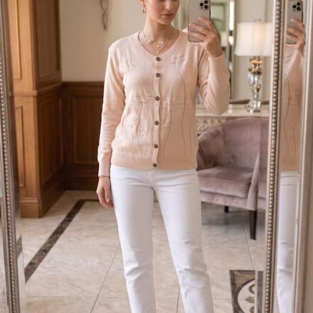 Cardigan Feminino Trico Tricot Modal com Botões Manga Longa Outono Inverno – Confortável e Elegante