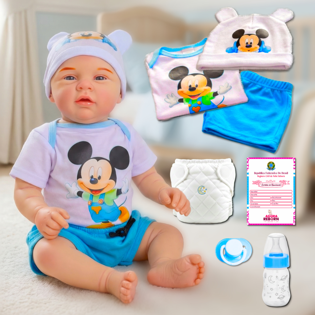 Bebê Reborn Boneco Menino Maryboy Realista Mickey Original Corpinho Em Silicone
