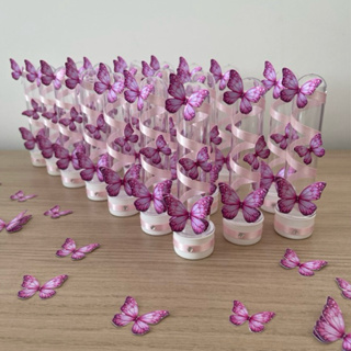Tubete Borboleta 3D Personalizado Rosa Roxo Kit Luxo Festa Infantil Menina 10 20 30 Unidades em Oferta na Shopee