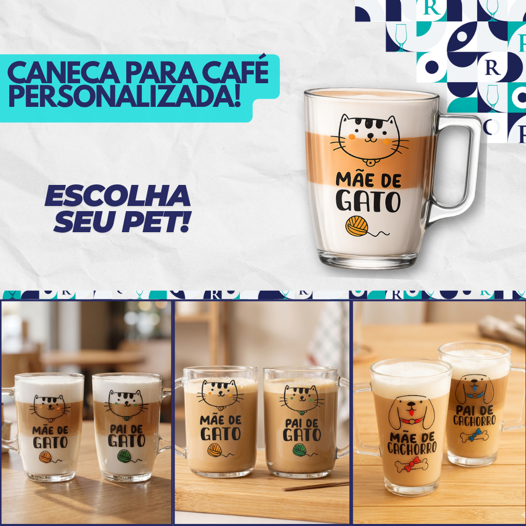 Caneca Para Café e Chá Milão, Caneca de Café Estampas Diversas Mãe e Pai de Gato 330ml - Ruvolo