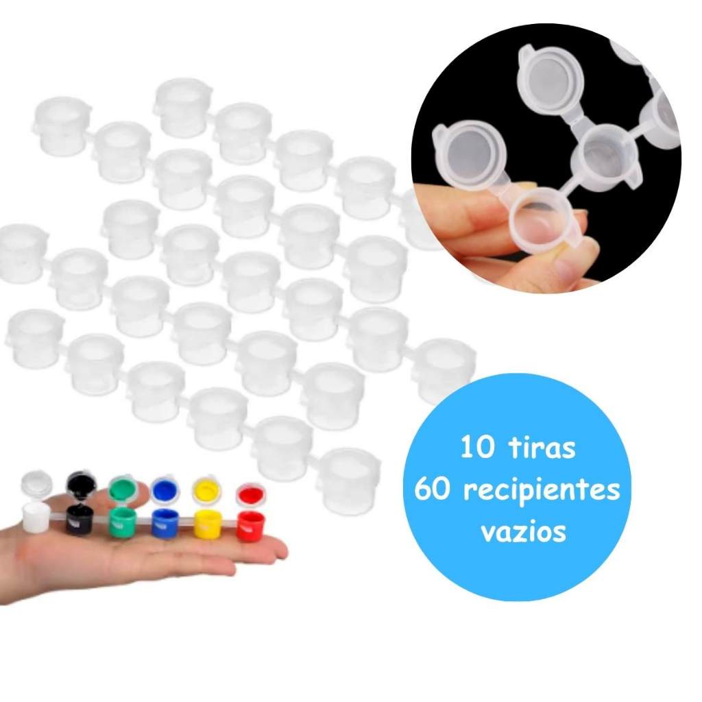 10 Tira de Potes vazios 3ml com Tampa Transparente – 6 Recipientes Interligados lembrancinha artesanato em Oferta na Shopee