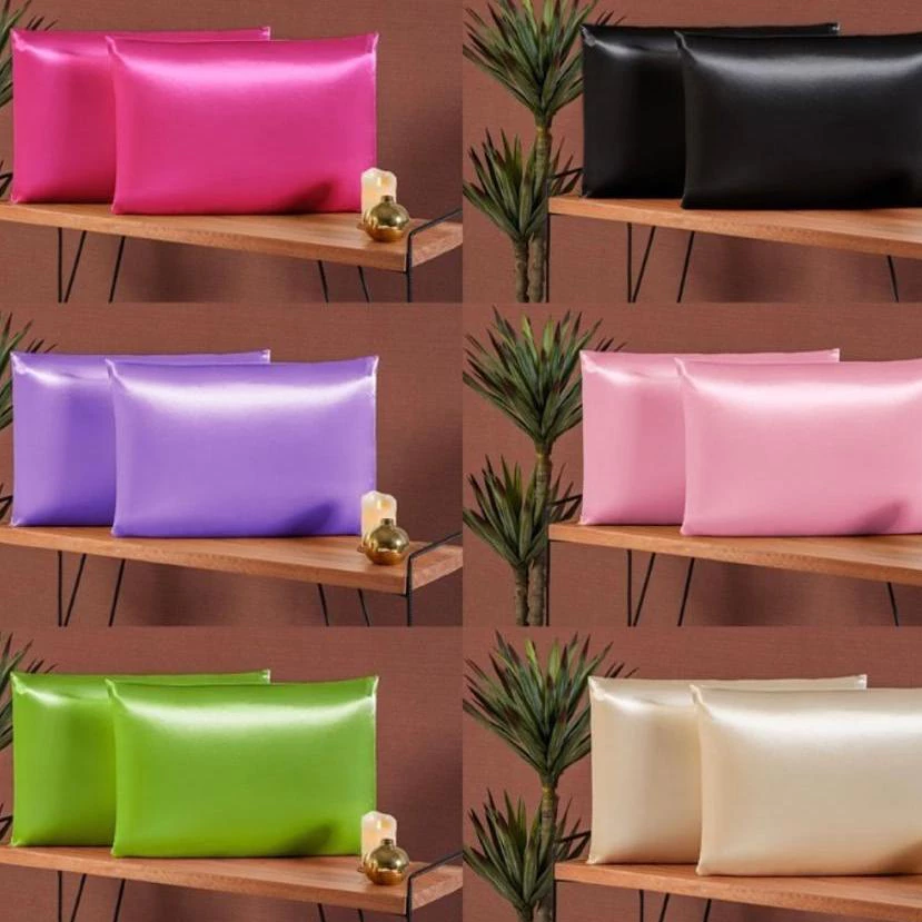 kit 4 Fronha Cetim Anti Frizz Preto 0,70cm x 0,50cm - Casa E Decoração