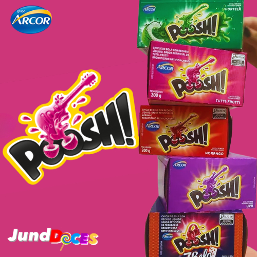 Caixa Chiclete Poosh Arcor 200g 40 Unidades Sortidos Tutti Frutti Morango Hortelã Uva 7Belo Doces