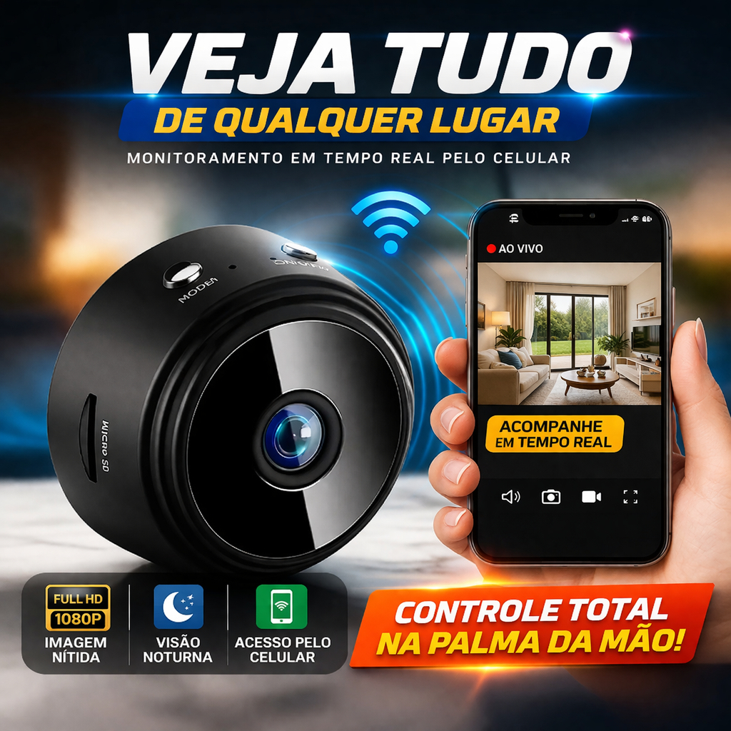 Mini Câmera WiFi 1080P HD Visão Noturna Sensor Movimento A9 Segurança Espiã Com App em Oferta na Shopee