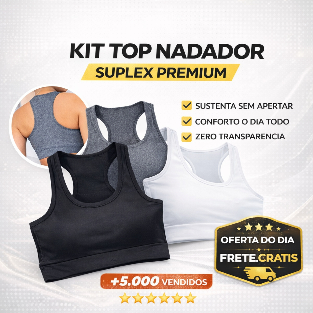 kit Top Nadador Academina fitness Treino Suplex Feminino com sustentação para Musculação