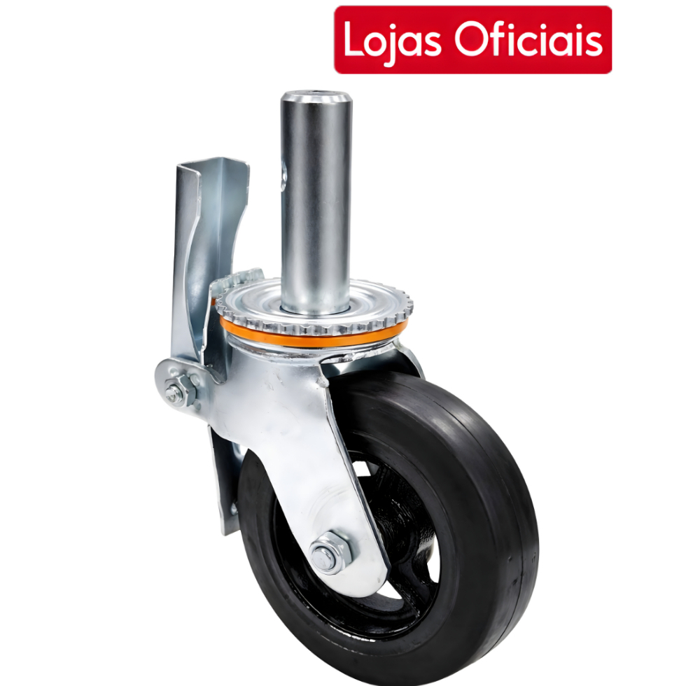 Rodízio para Andaime 6 Pol 150mm com Freio Vollekz - Roda PU Giratória Reforçada VK-RA150