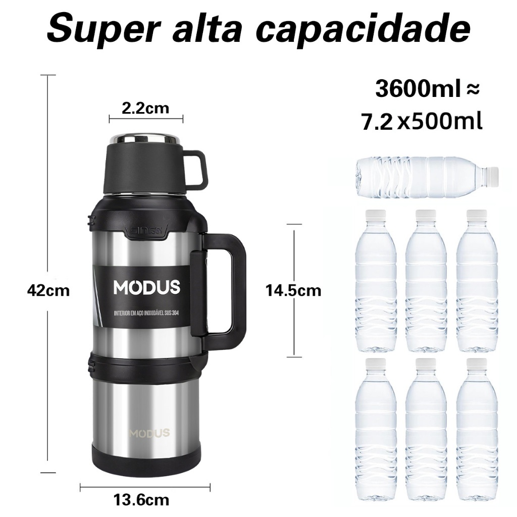 MODUS Garrafa Térmica 3.6 Litros Quente Frio Com Isolada Térmico Capacidade Viagem · foto 2