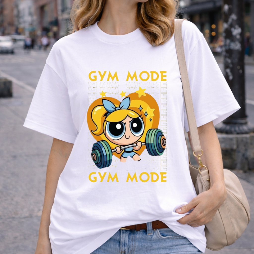 Camiseta Branca Oversized Super Poderosa Treino Aademia Amigas Lindinha florzinha Algodão
