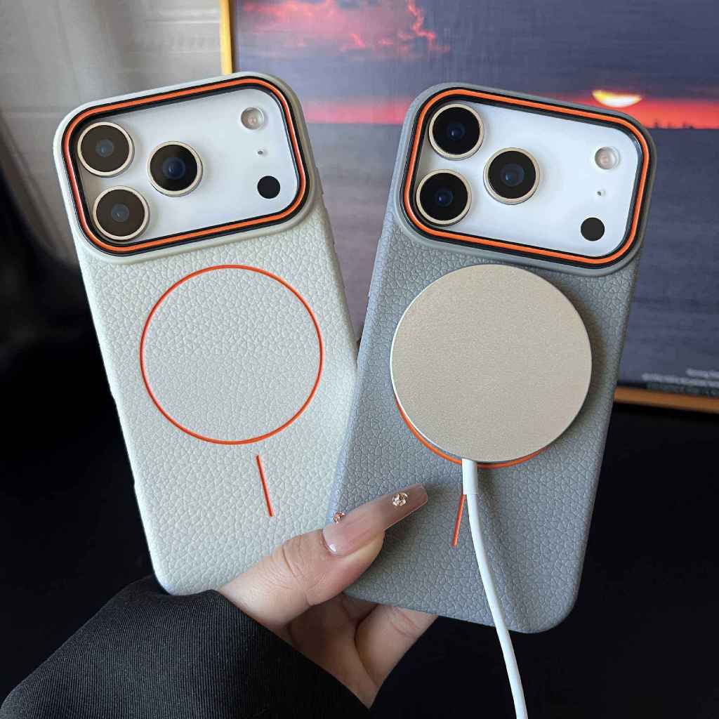 Capa de Couro Slim para iPhone do 15 ao 16 17 pro max  - Luxo e Proteção