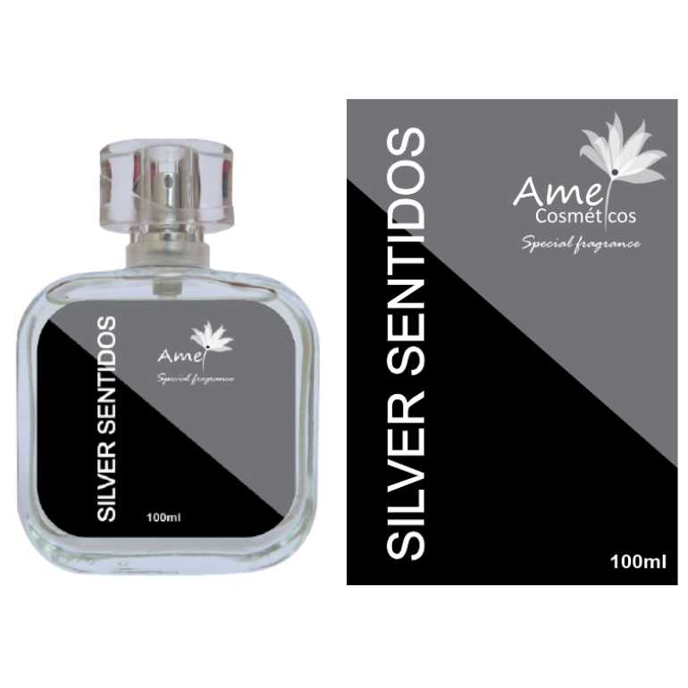 Perfume Silver Sentidos Amei Cosméticos Alta Fixação 33% de Essência Importada Parfum