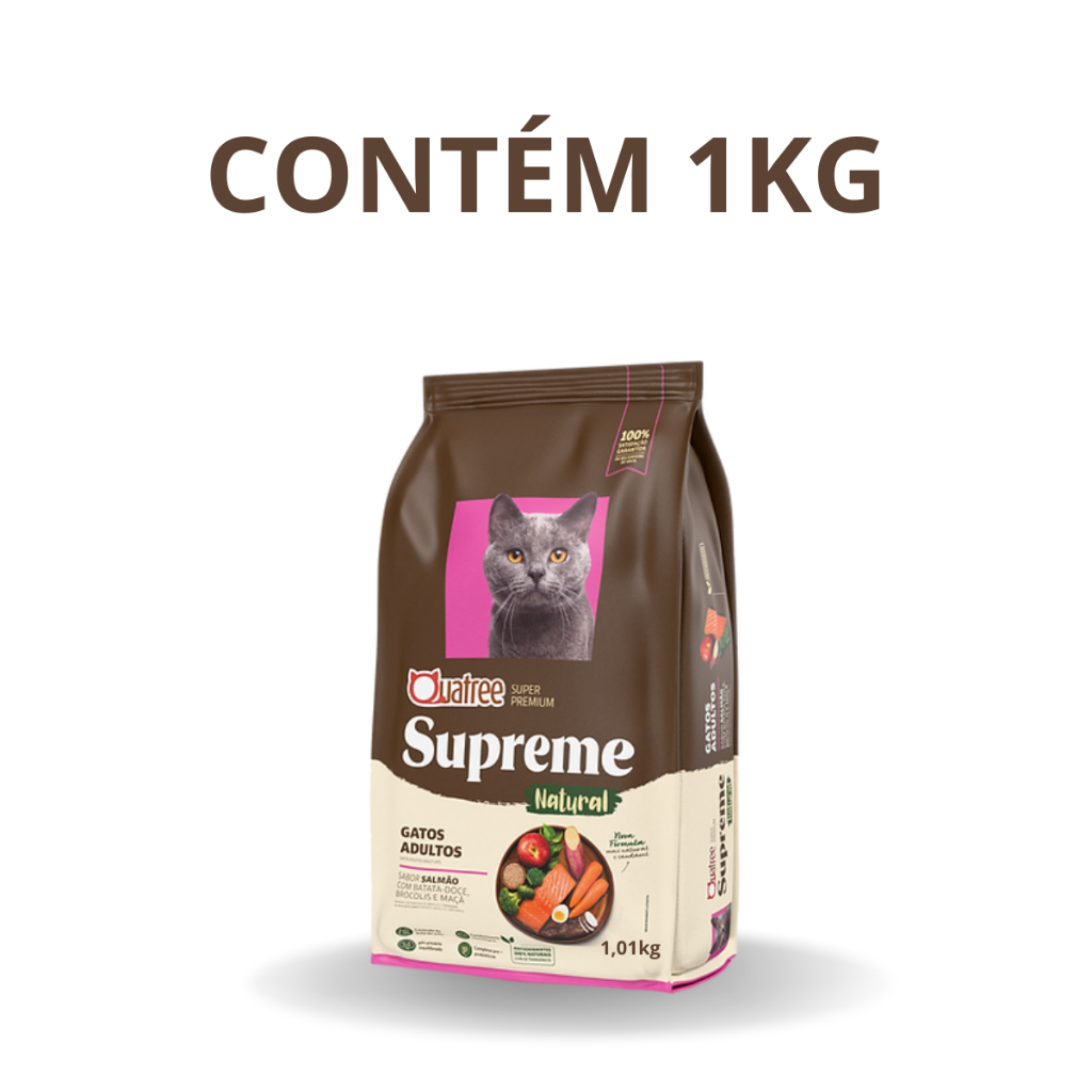 Ração Quatree Supreme Natural Super Premium Gato Adulto Salmão Pacote 1Kg