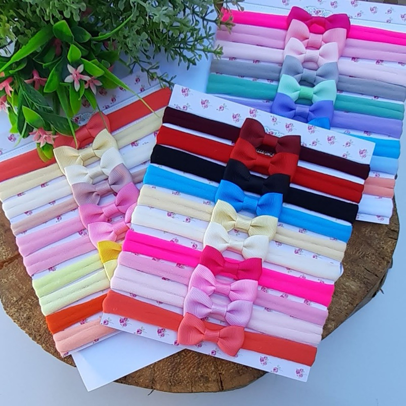Kit 10 Faixinhas Para Bebê – Laços de 4 a 4,5 cm | Meia de Seda Super Macia