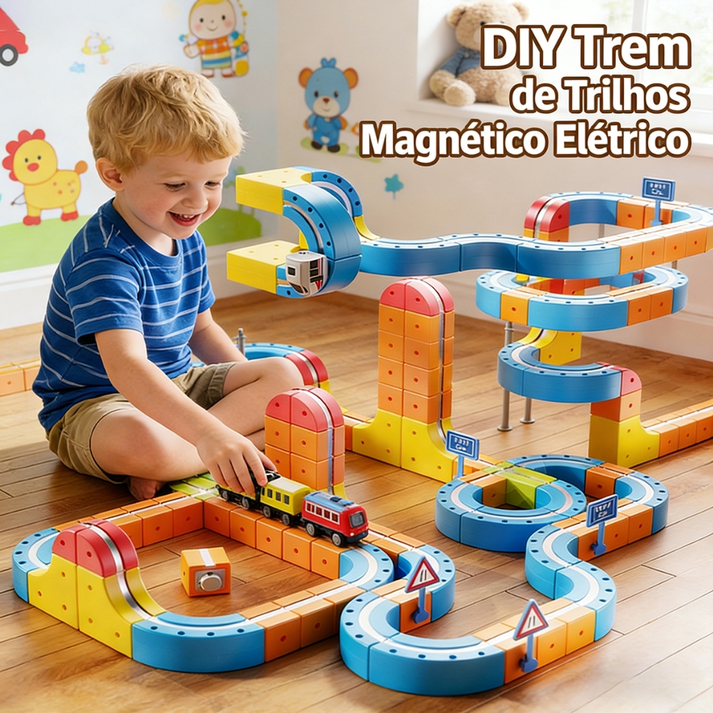 Crianças Brinquedo Educacional Elétrico Magnético De Alto Trilho Trem Pista