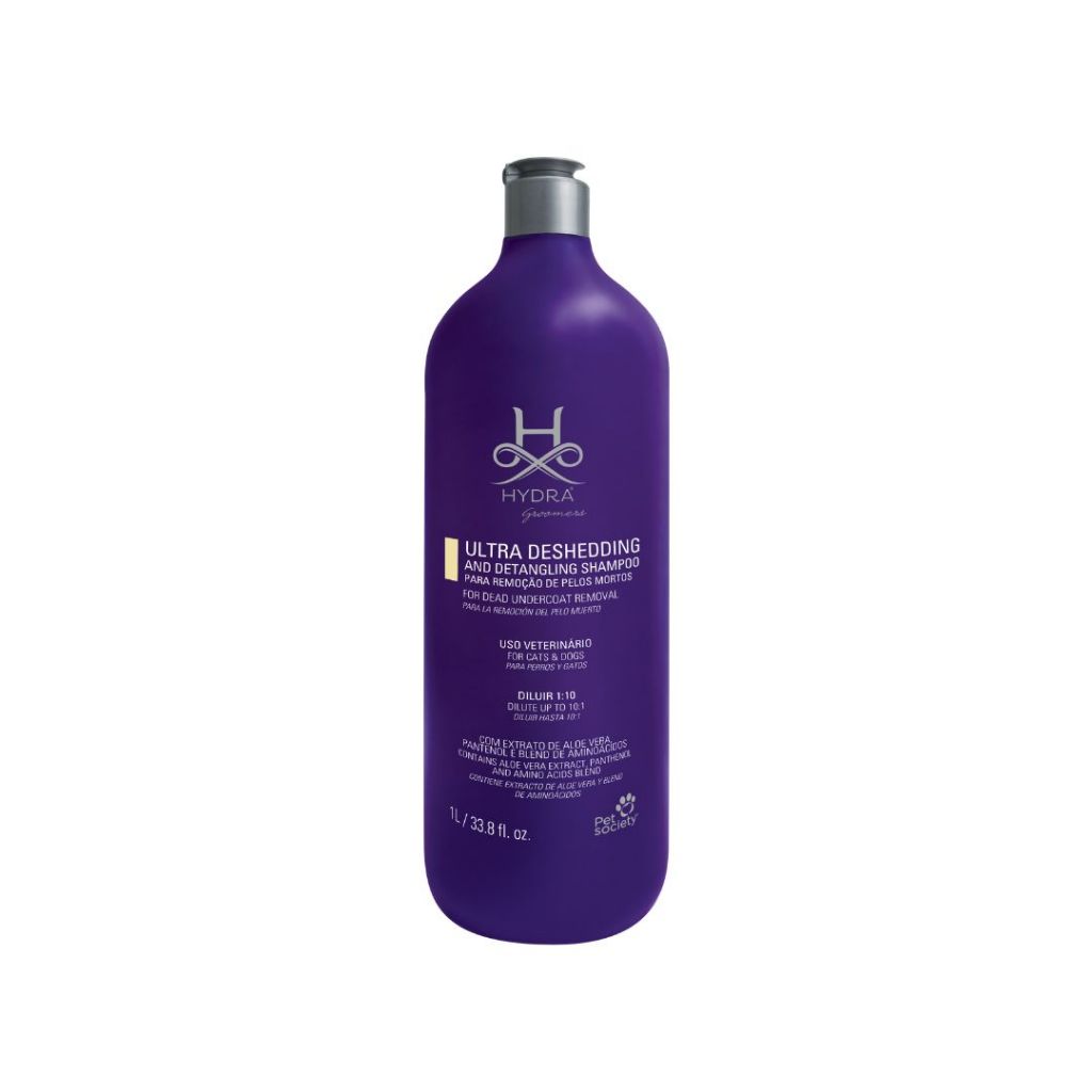 Shampoo Pet Hydra Groomers Ultra Deshedding Remoção de Pelos Desembaraço Cães Gatos 1L Diluição 1:10