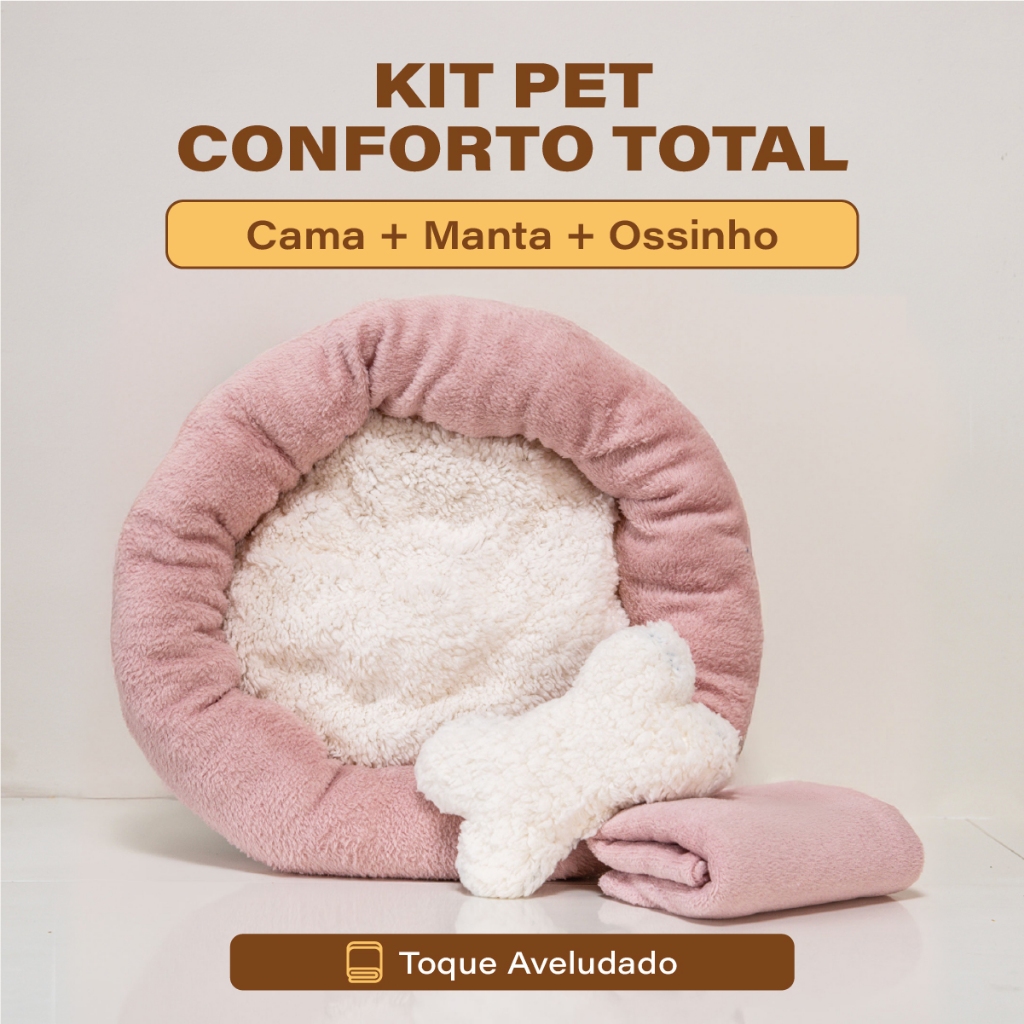 Kit Cama para cachorro e Gato Nuvem 3 peças Manta Ossinho Pelucia Lávavel Caminha Redonda Pet em Oferta na Shopee