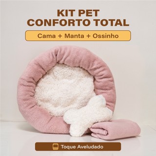 Kit Cama para cachorro e Gato Nuvem 3 peças Manta Ossinho Pelucia Caminha Redonda Pet Fri…