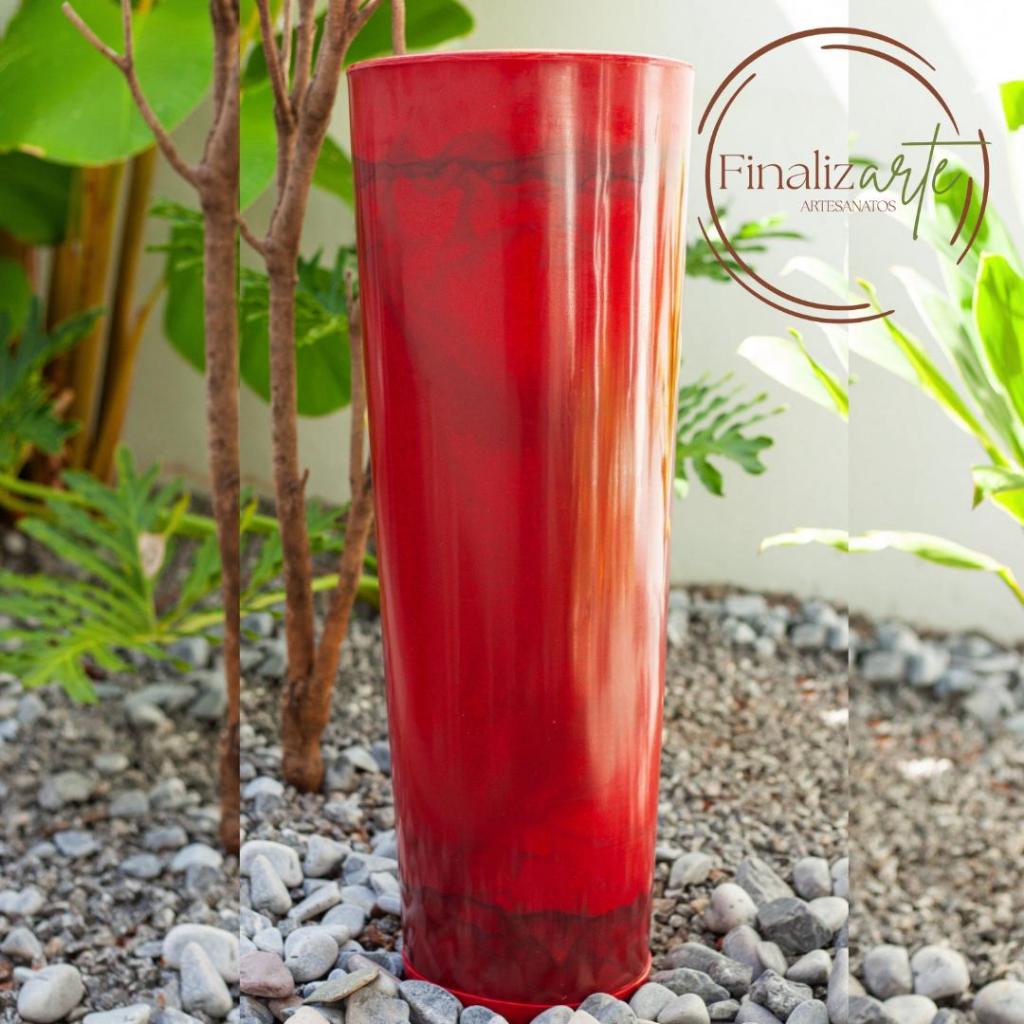 Vaso Decorativo Ibiza Luxo Grande 70x26,5 cm para Plantas Marmorizado Moderno